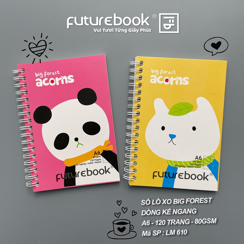 Sổ Lò Xo FUTUREBOOK A6- Kẻ Ngang- 120 Trang- 80GSM. Mã SP: LM 610. Phong cách Hàn Quốc. Giao mẫu ngẫu nhiên.
