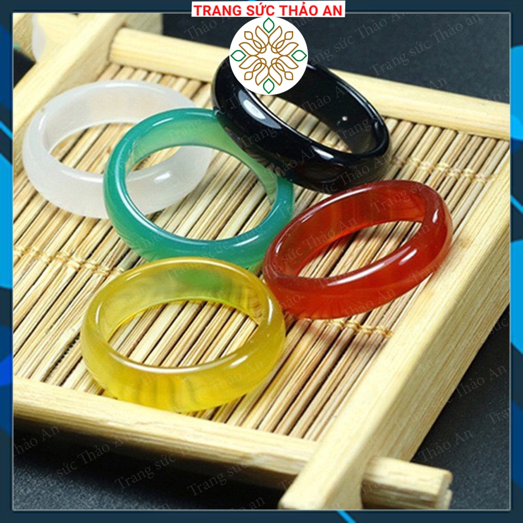 Nhẫn Mã Não Thiên Nhiên Nhiều Màu Sắc- Hàng Tự Nhiên Đạt Chuẩn Kiểm Định
