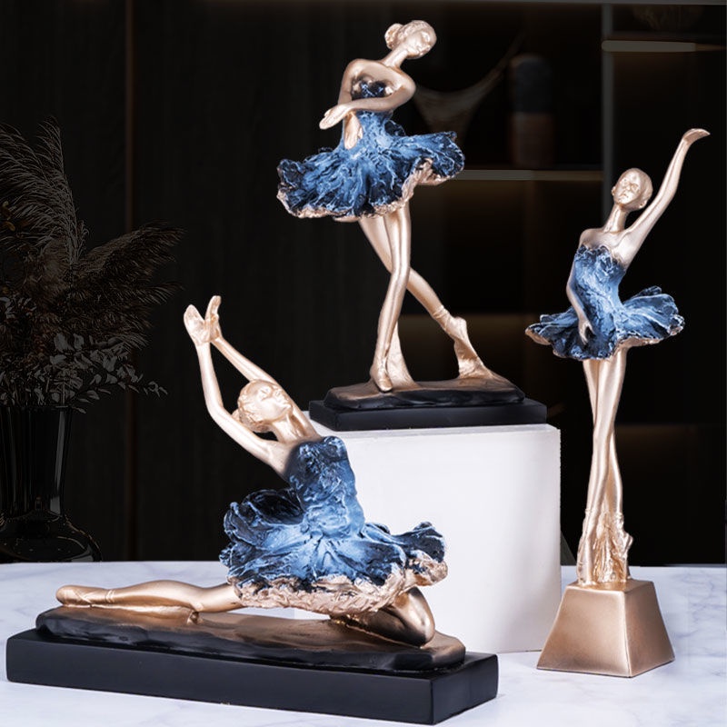 Tượng LOVIVER hình vũ công múa ba lê phong cách Châu Âu bằng nhựa resin nhiều kích thước tùy chọn trang trí phòng khách