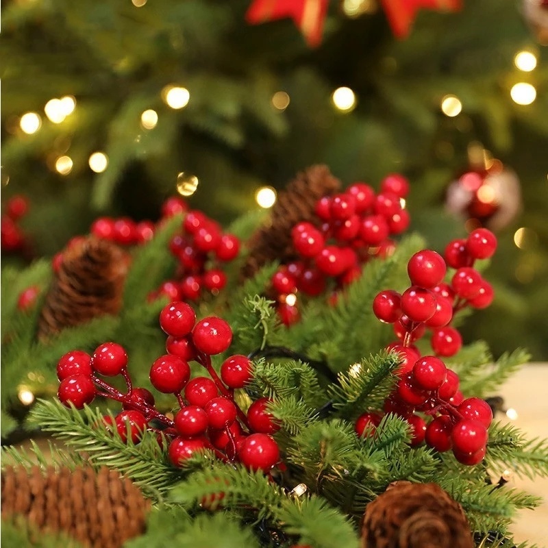 Nhánh Quả Mọng Đỏ Nhân Tạo 14 Nhánh Trang Trí Giáng Sinh / Năm Mới DIY