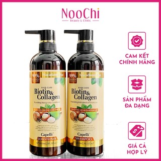 Dầu Gội Và Dầu Xả Biotin Collagen Capelli Macadamia Nut 860ml