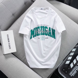 Áo thun nam cổ tròn, áo phông nam Michigan cotton vải mát 4 chiều đẹp họa tiết cao cấp, form vừa có size lớn