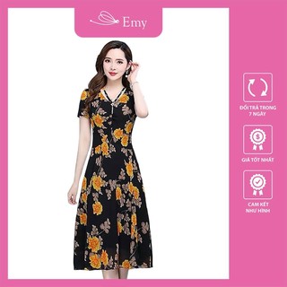Váy hoa cổ V nổi bật siêu xinh Thời Trang Emy 15090