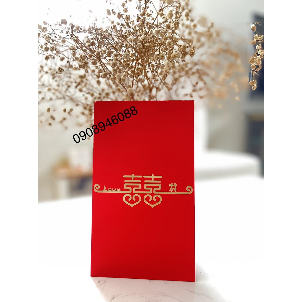 BAO LÌ XÌ CHỮ HỶ TRAO DUYÊN NẠP TÀI DÙNG TRONG ĐÁM CƯỚI-LOẠI CAO CẤP GIẤY DÀY-MẪU TIM