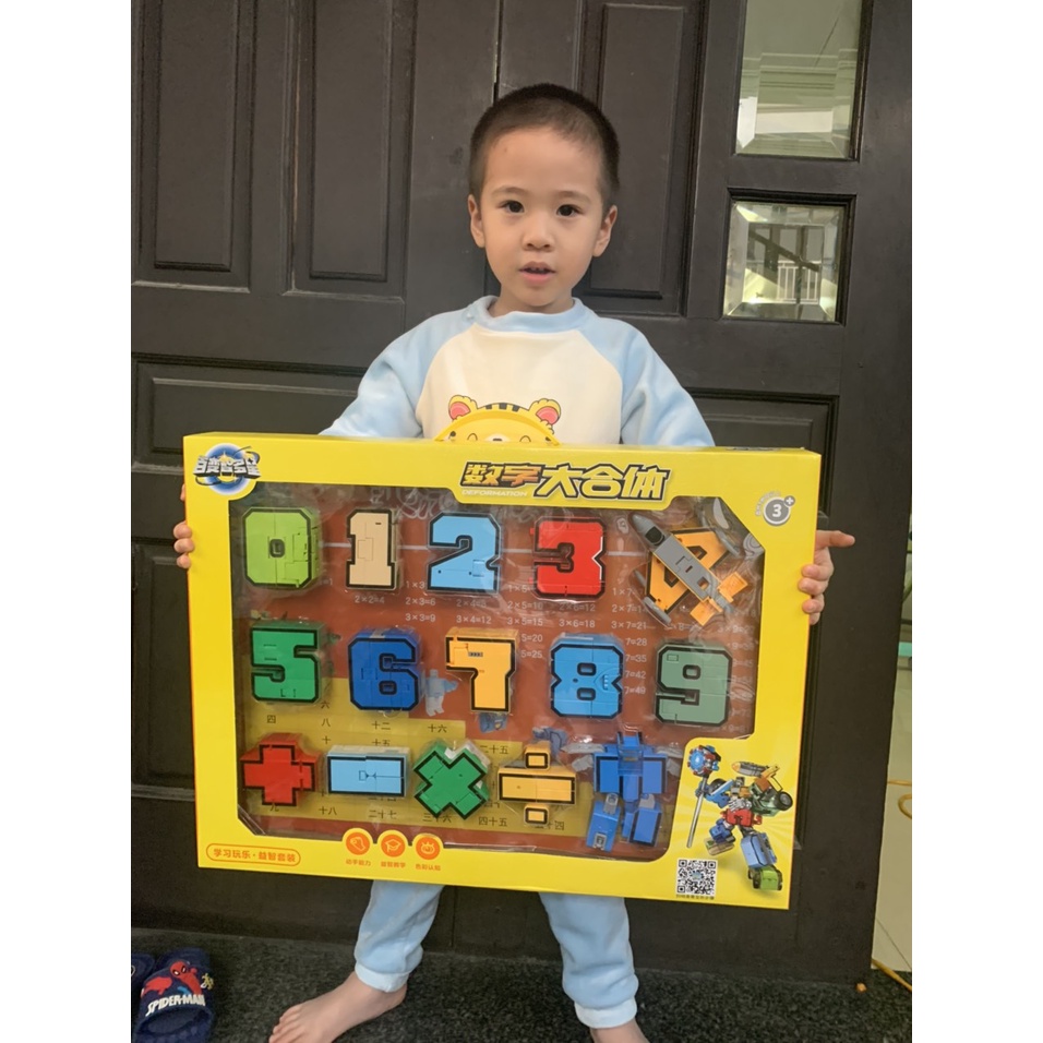 Bộ nâng cấp - Đồ chơi lắp ghép bộ chữ số biến hình từ 1 2 3 4 5 6 7 8 9 thành robot kèm 5 Dấu Siêu to