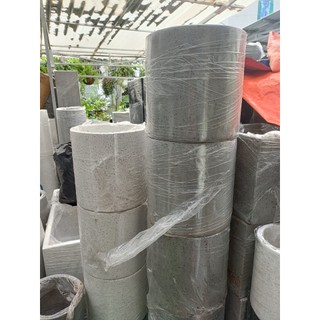 Chậu đá mài trụ tròn xám 25x25cm
