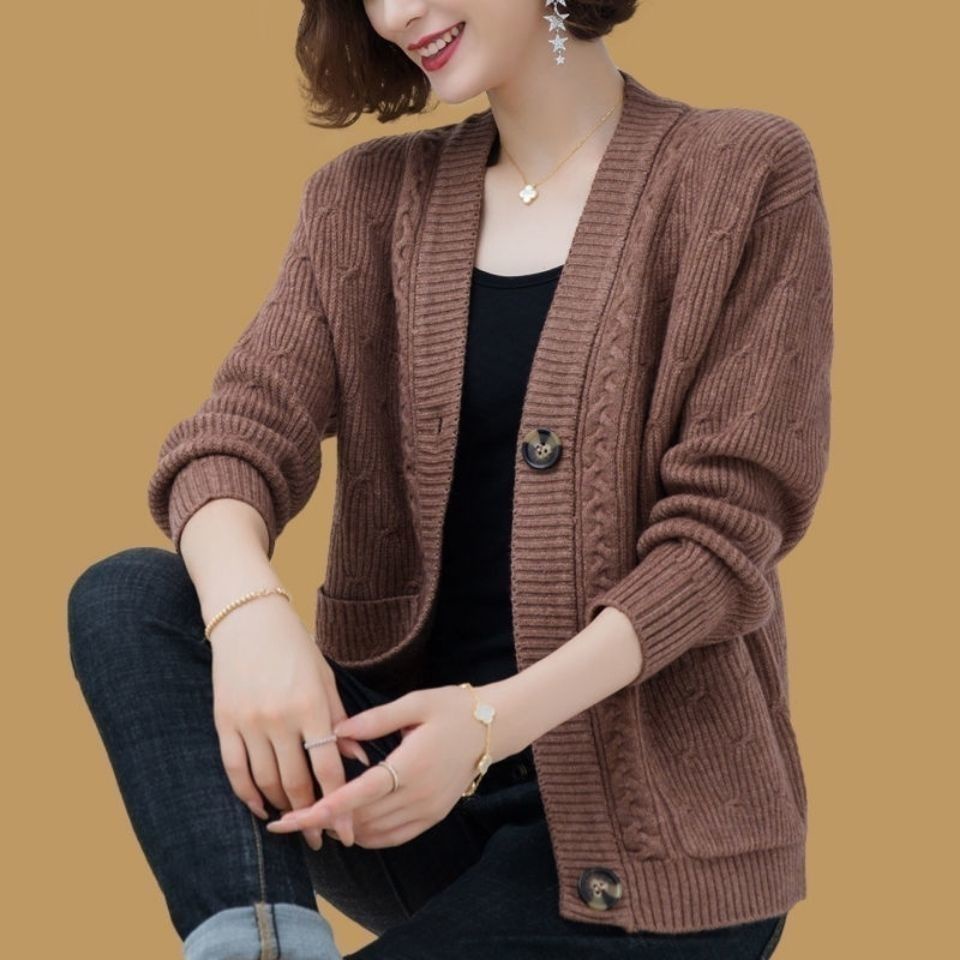 Áo Khoác Cardigan Len Dệt Kim Dáng Ngắn Thời Trang Xuân Thu 2022 Cho Nữ