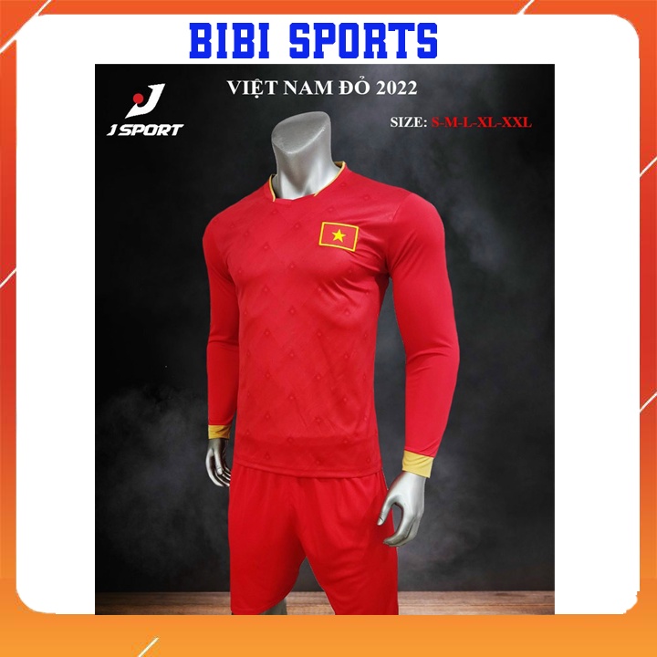 Áo bóng đá Việt Nam tay dài bộ quần áo đá bóng nam BIBI SPORT đồ thể thao trẻ em thun lạnh mẫu mới nhất 2022-2023