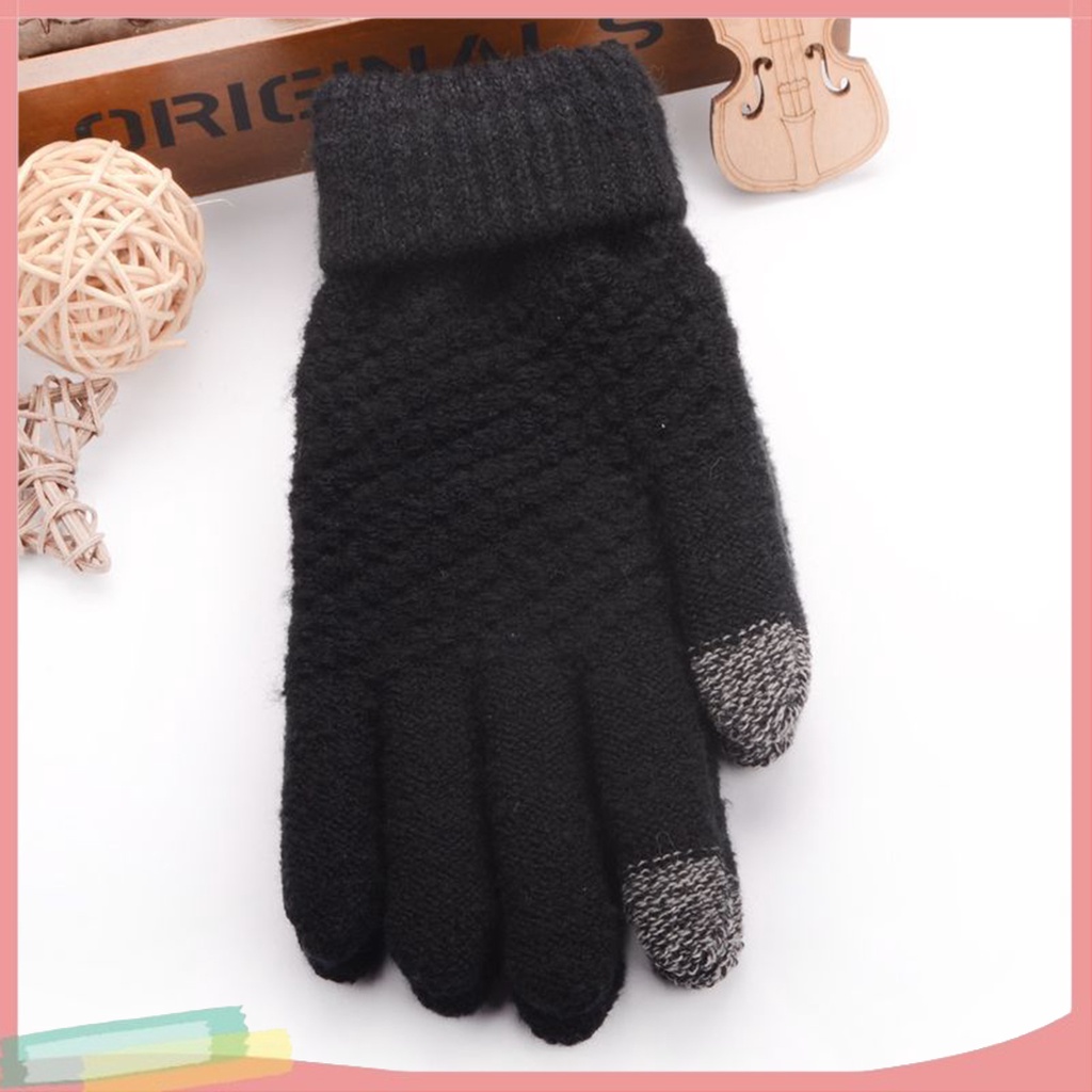 Găng tay dệt kim màu trơn chống gió thời trang thu đông kiểu dáng dễ thương