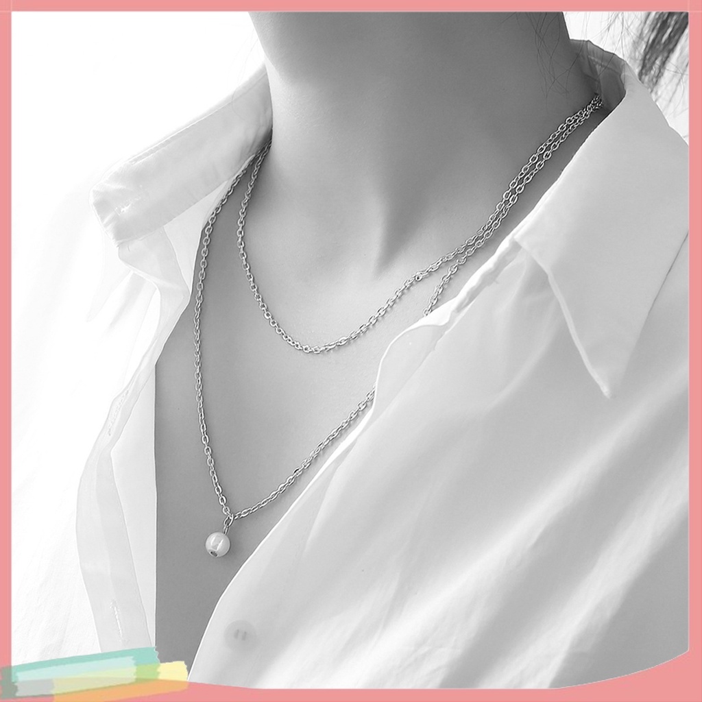 Vòng Cổ Hợp Kim Mạ Vàng Nhiều Lớp Trang Trí Ngọc Trai Giả Dễ Thương Cho Nữ