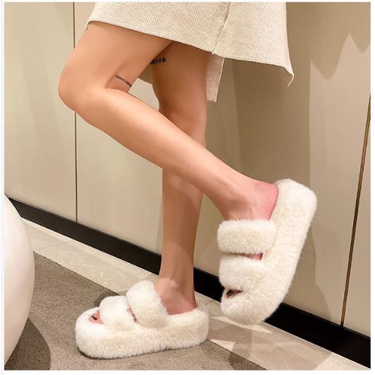 Dép Bông Đi Trong Nhà Phối Lông Nhung Thời Trang Thu Đông Mới Cho Nữ