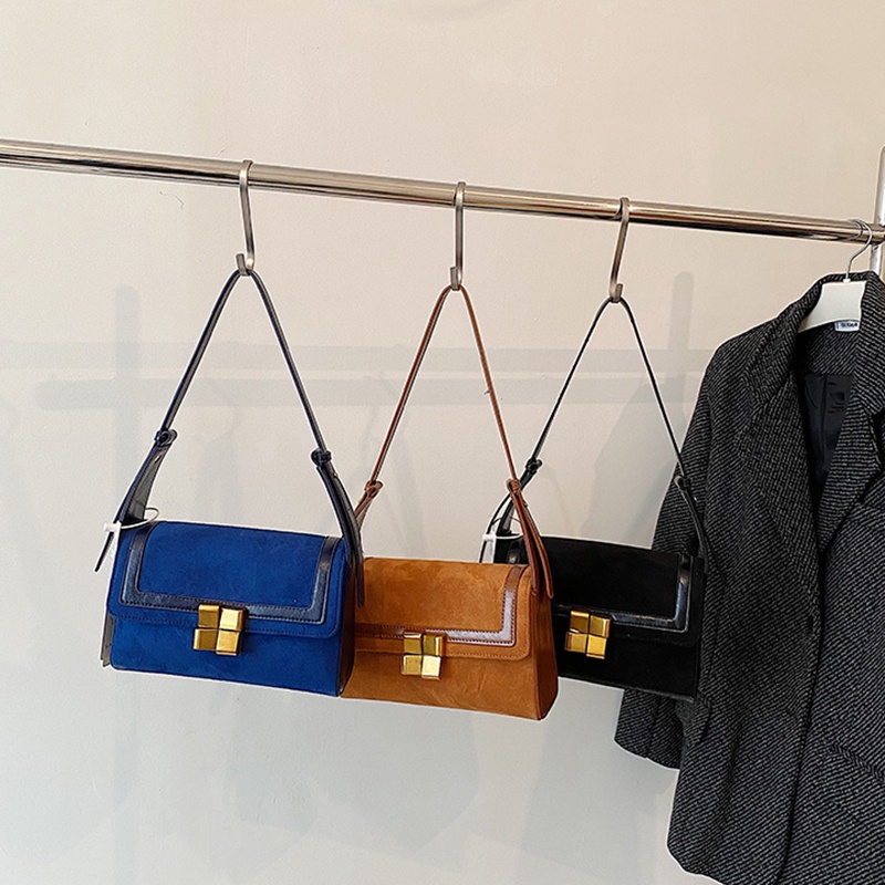 Túi Đeo Chéo Dáng Vuông Nhỏ Màu Xanh Dương Phong Cách retro Đường Phố Cho Nữ