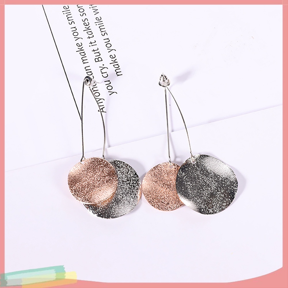 Bông tai dáng dài mặt tròn đơn giản thời trang cho nữ