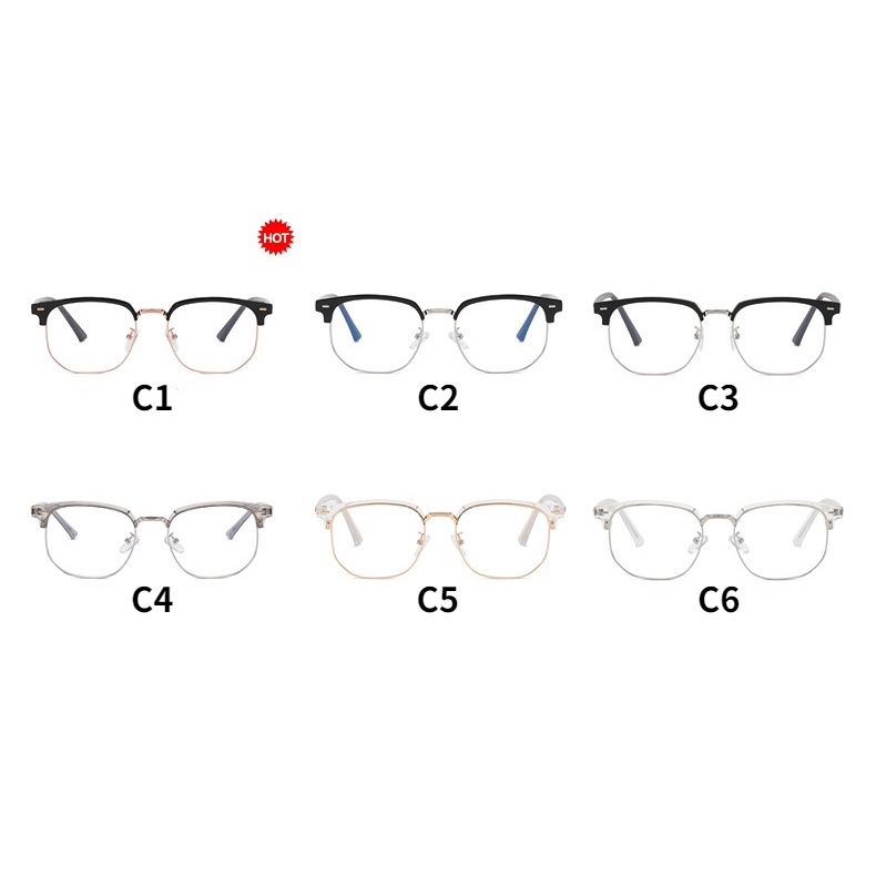 Mắt Kính Nửa Gọng Kim Loại Chống Ánh Sáng Xanh Phong Cách Vintage COD  Cho Nam