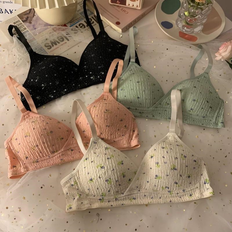 Áo Ngực Cotton Không Gọng 3 / 4 cup Họa Tiết Hoa Quyến Rũ Cho Nữ
