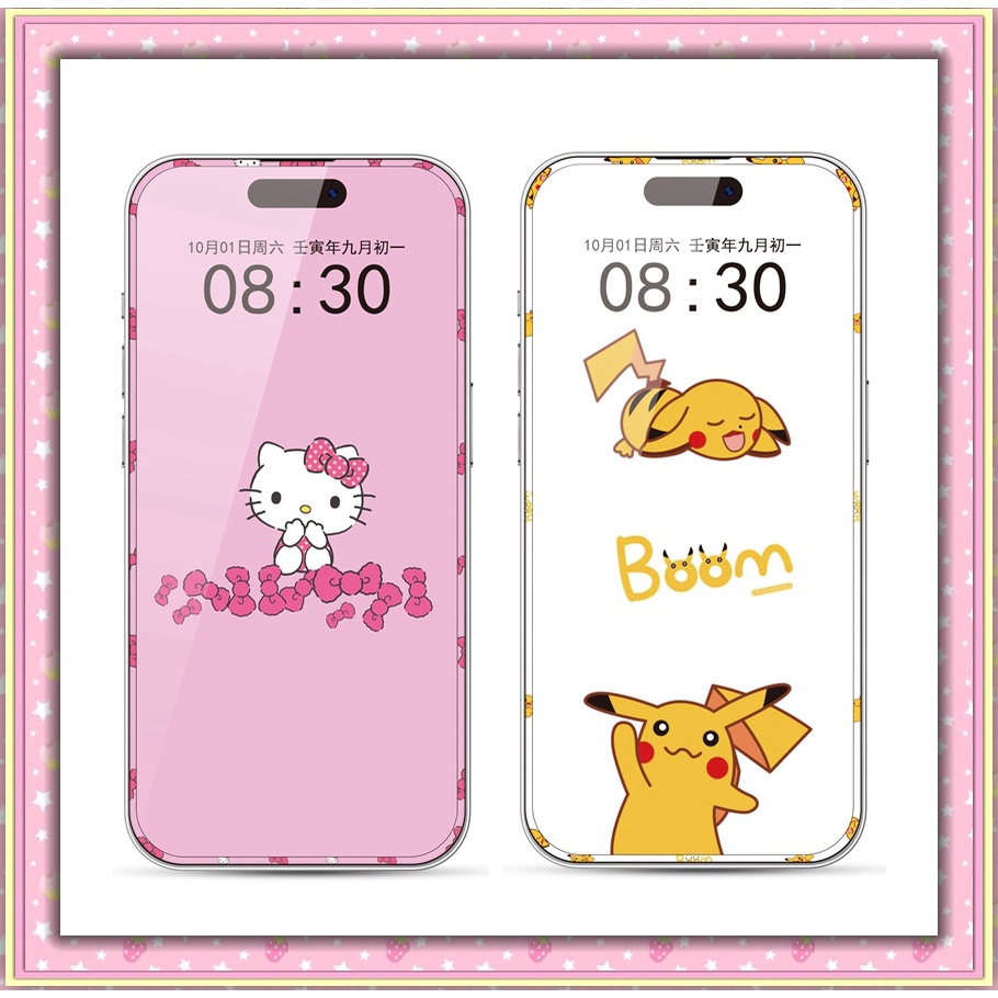 Kính Cường Lực Bảo Vệ Màn Hình In Hình Mèo Hoạt Hình Cho iPhone 14 13 Plus 11 12 Pro Max