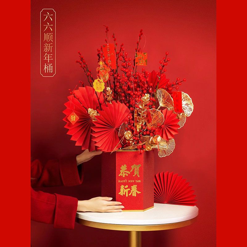 Hộp giấy cắm hoa Tết gấp gọn được