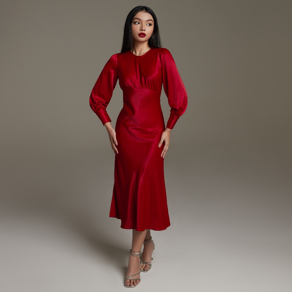 Đầm lụa MAYBI midi nhiều màu