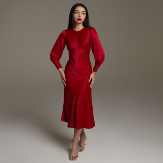 Đầm lụa MAYBI midi nhiều màu