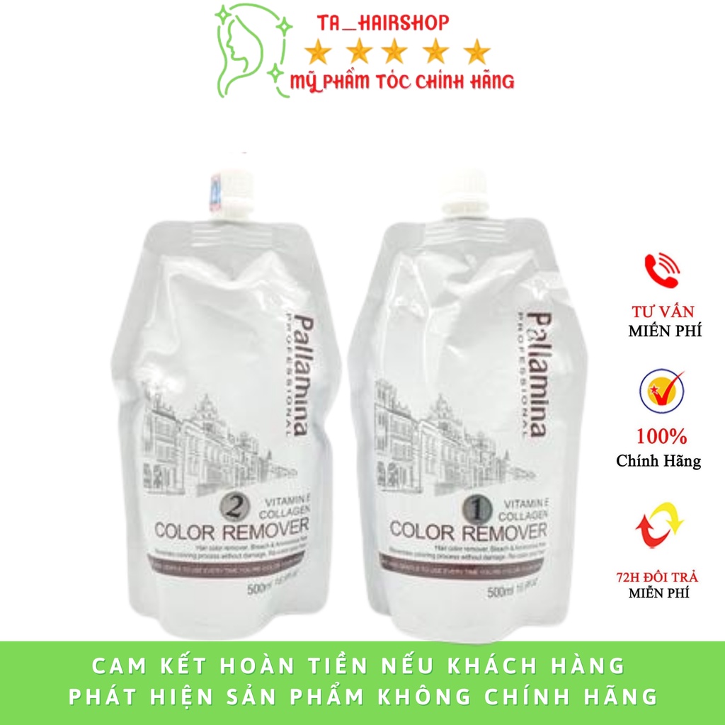BỘ BÓC MÀU ĐỎ ĐE PALLAMINA COLLAGEN TÚI 500ML *2