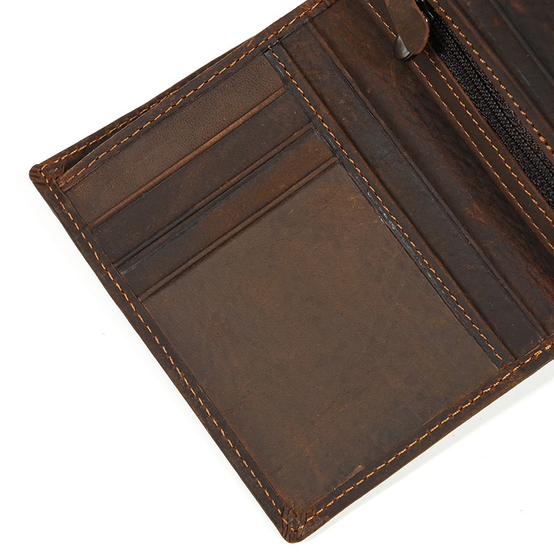 Ví nam da bò sáp ngựa điên, ví nam nhỏ gọn Louie Store size 11*9 - V6096