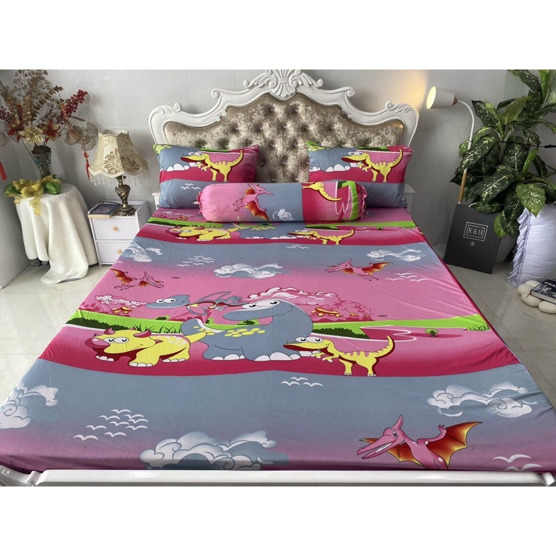 Bộ drap thun hàn quốc mẫu hoạt hình khủng long