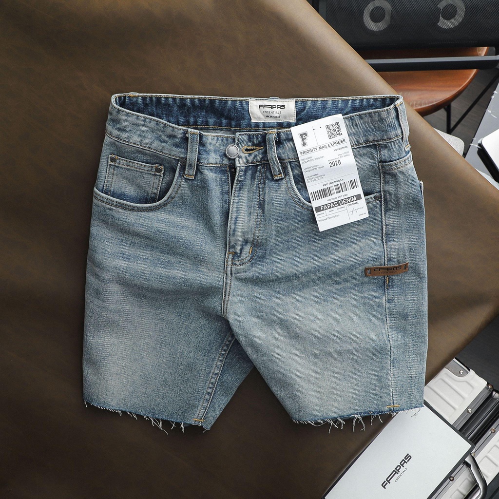 Quần Shorts Jean Nam Rocky Trơn Tua Viền Quần Chất Vải Denim Bền Phong Cách Streetstyle Form Relaxed Thoải Mái - FAPAS