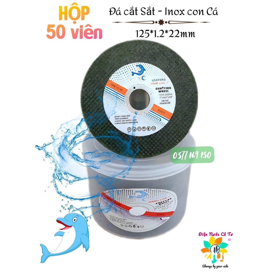 50 viên Đá Cắt Sắt Inox Hiệu Con Cá 1 tấc 2 (125mm)