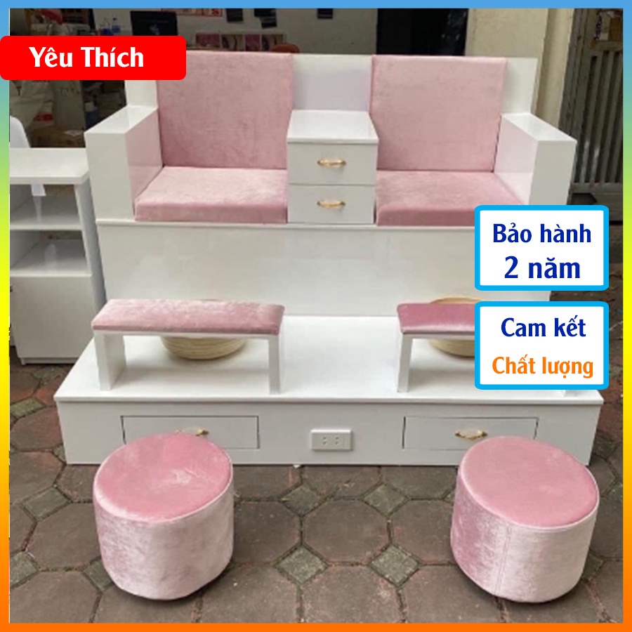 Bộ đôi ghế làm Nail bằng gỗ phủ melamine