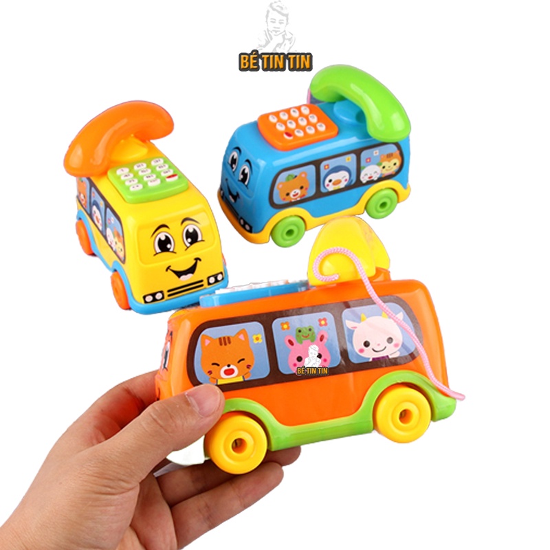 Bộ Đồ Chơi Ô Tô CHo Bé Kết Hợp Điện Thoại Phát Nhạc,Phát Sáng Kích Thích Sự Phát Triển Của Não Trẻ Dùng Pin