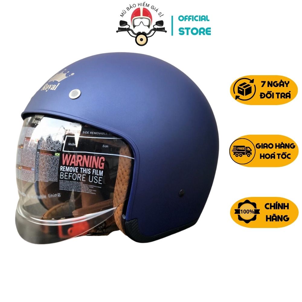 MŨ NÓN BẢO HIỂM ROYAL M139 3/4 LÓT THÁO RỜI KÍNH ÂM CHÍNH HÃNG SIZE M,L,XL.