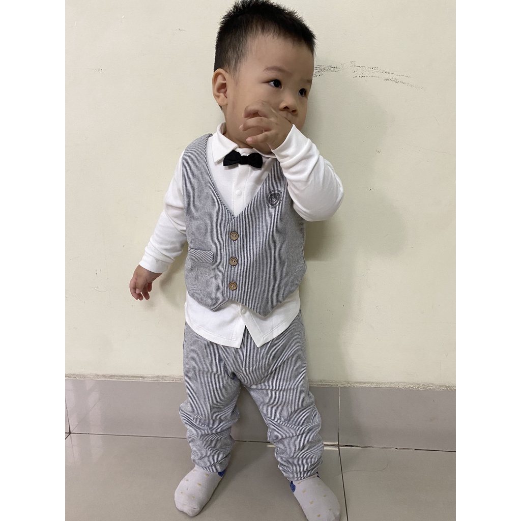 Bộ Gile Công Tử Bé Trai Cao Cấp Hãng GOODMAMA, Set Rời 3 Chi Tiết Cho Bé 9M-4Y