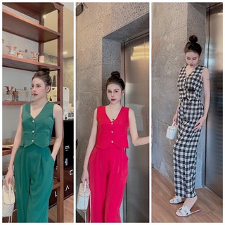 Bộ ghi lê vải mango, quần có túi