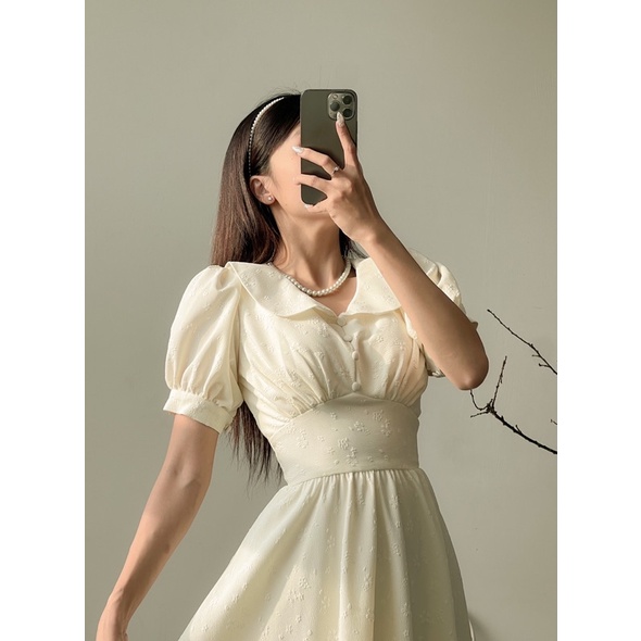 Mell08 dress - Váy ngắn dáng xoè cổ sen dễ thương Onmellem