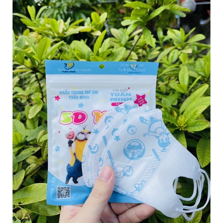 1 Thùng 10 gói  Khẩu trang 5D Tuấn Minh mẫu mới