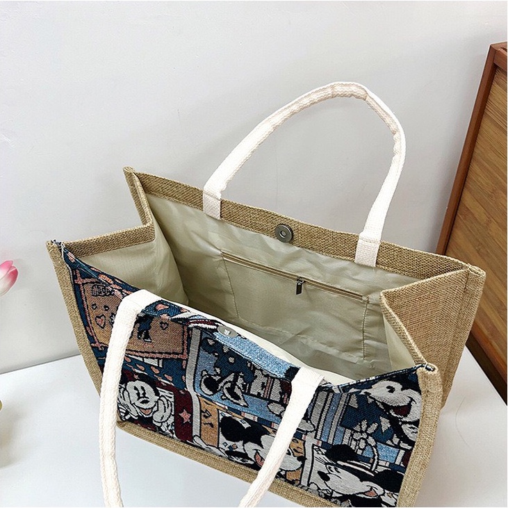 Túi Cói thời trang hình MICKEY, Túi cói đi biển, đi chơi mang phong cách Vintage