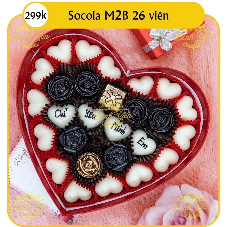 Hộp quà tặng socola valentine/19cm/M2B/26-27 viên