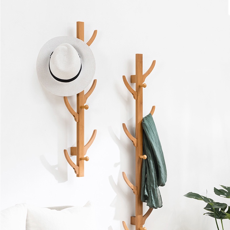 Giá treo túi xách, chìa khóa,gắn tường 6 móc, kệ treo quần áo decor đơn giản, giá treo đồ livetream chất liệu gỗ cao cấp