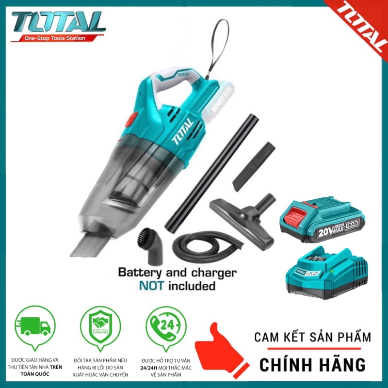 TOTAL Máy hút bụi dùng pin Lithium 20V TVLI2001