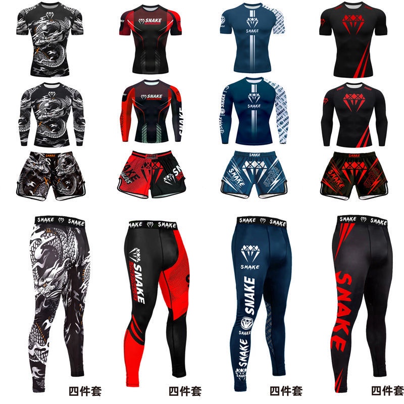 Bộ Bốn Mảnh Áo Thun Và Quần Ôm Tập Boxing In Hình Venom ufc