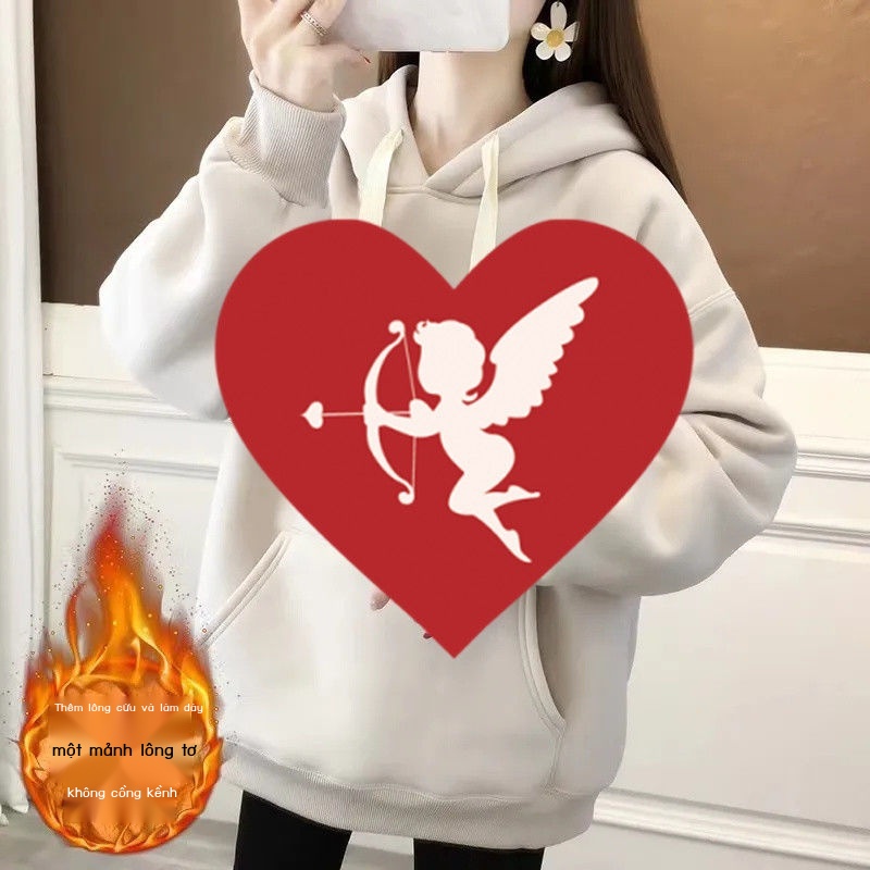 Áo Hoodie Dáng Rộng25% Vải Lông Cừu In Hình Gấu Phong Cách Hàn Quốc Thời Trang Thu Đông Hàng Mới