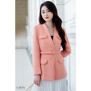 Áo tweed cổ v kèm đai-cam_lalya_av90