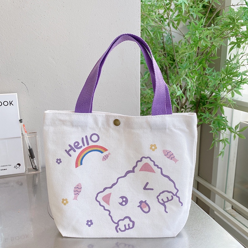 Túi Xách Canvas Họa Tiết Hoạt Hình Phong Cách Trung Hoa