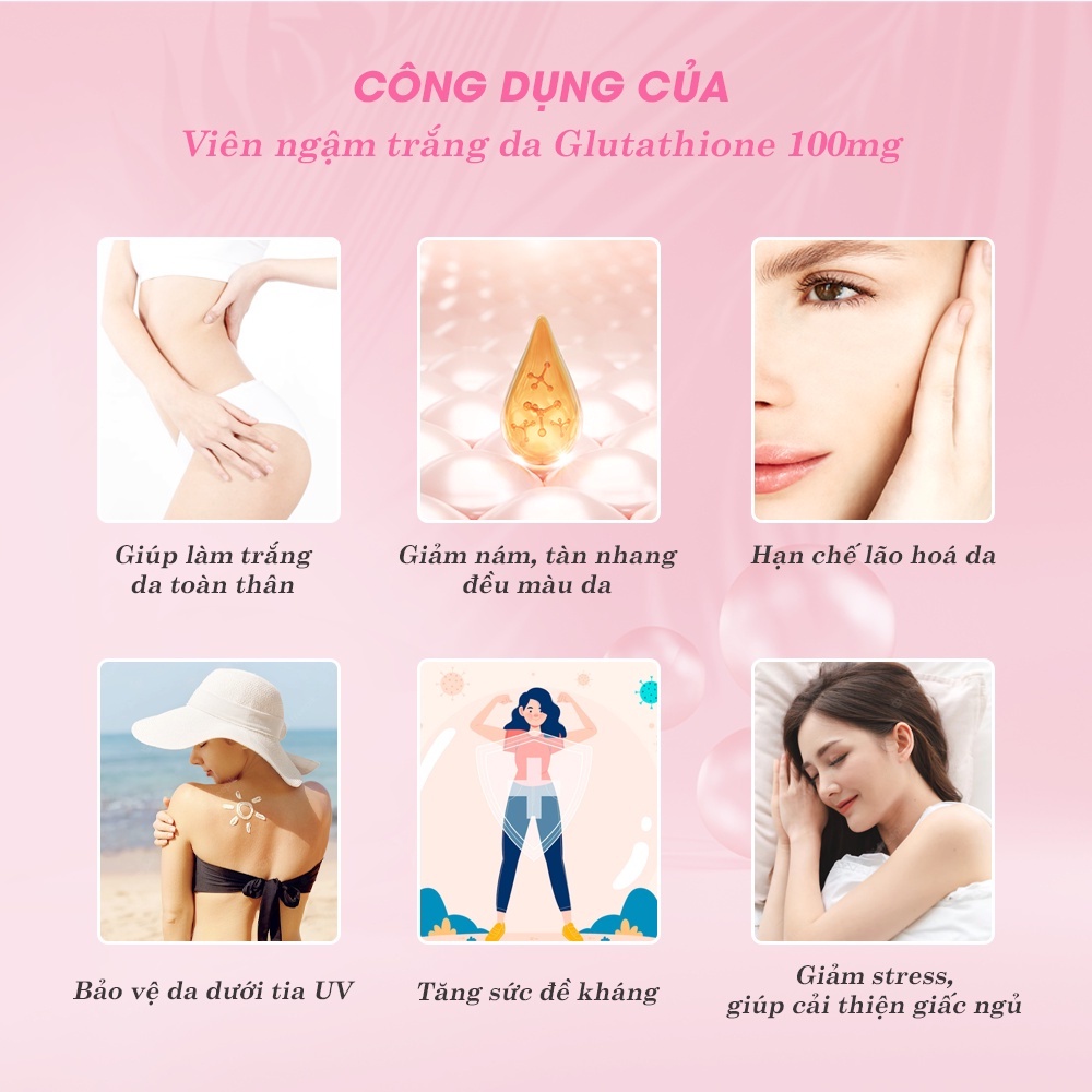 COMBO 2 HỘP Viên Ngậm Trắng Da Glutathione 100mg Nhập Nhẩu Italy