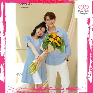 Đồ đôi nam nữ đẹp Set Váy nữ sơ mi nam đôi Hàn Quốc