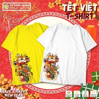 Áo thun tết lân sum vầy cổ tròn 100 phần trăm cotton 4 chiều mềm mịn, thoáng mát, thấm hút mồ hôi (mẫu 15)