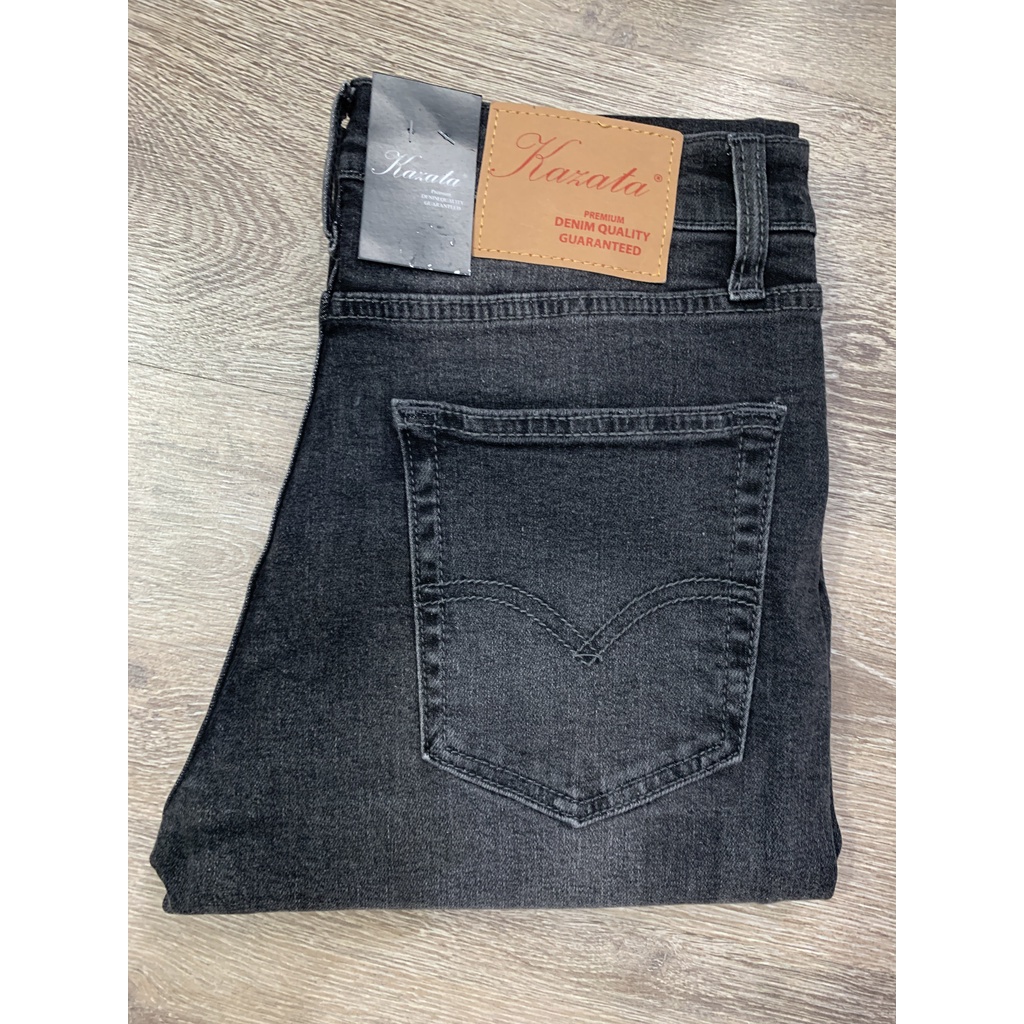 Quần jean nam ống đứng Kazata màu xám lông chuột co giãn dáng slimfit