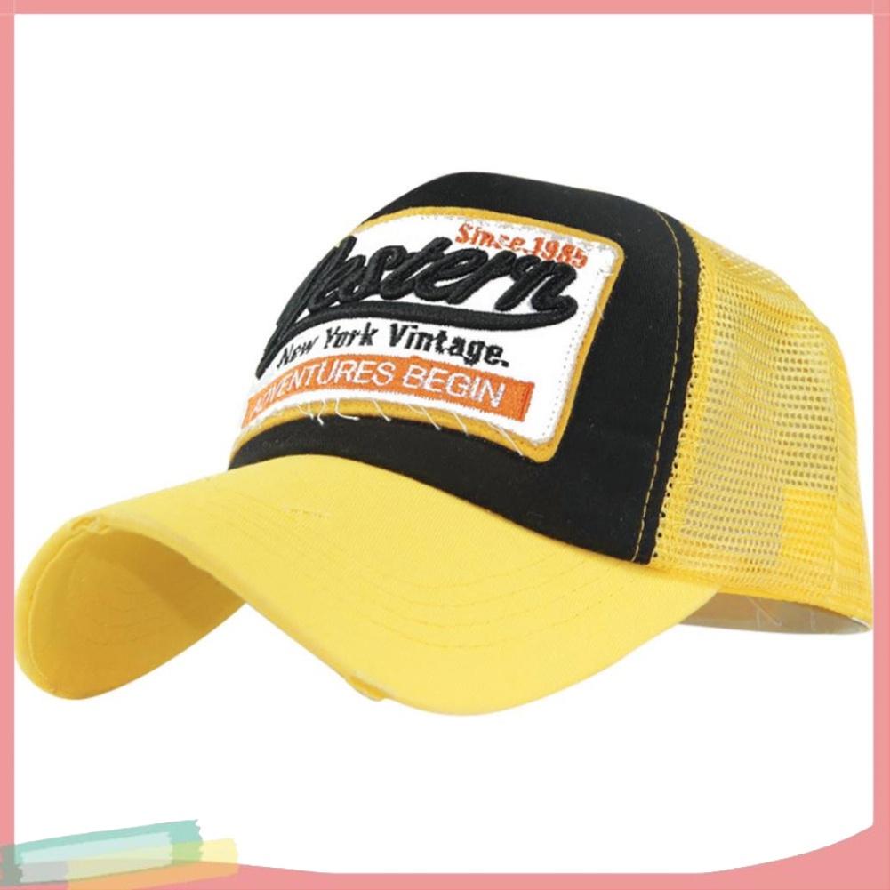 Mũ lưỡi trai thêu chữ phối lưới phong cách hip hop cá tính