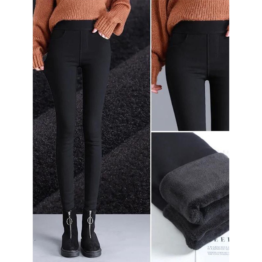 Quần legging nỉ lót lông nữ dài mặc thu đông ấm áp Geleva GE992