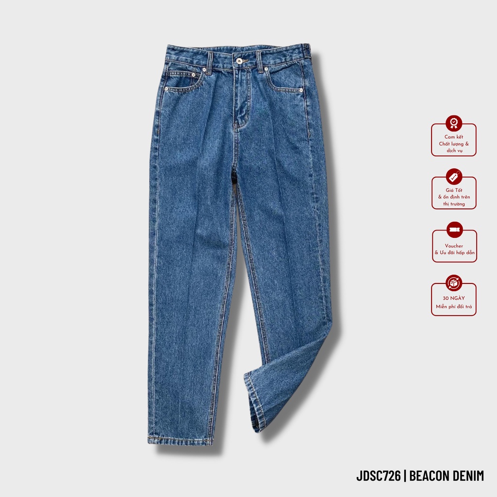 Quần Jean Dài Siêu Cấp Form Ống Boy Suông Xanh Đậm BEACON DENIM Mã JDSC726